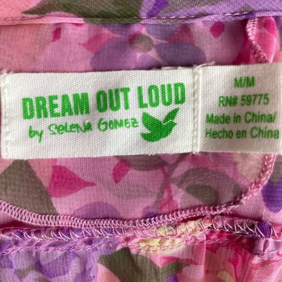Dream Out Loud by Selena Gomez Sheer Pink V-Neck Floral Top Size M - Picture 6 of 6